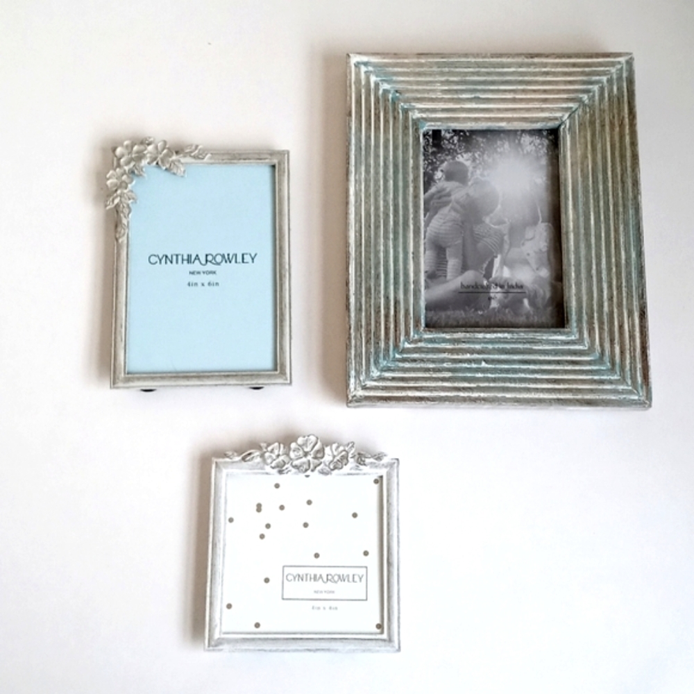 Shabby Chic White Washed/ Aged Sea Foam Green Shabby Chic Picture Frame Set of 3